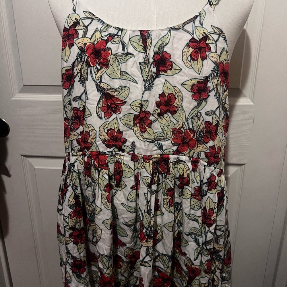 Free People Red and Green Floral Dress
